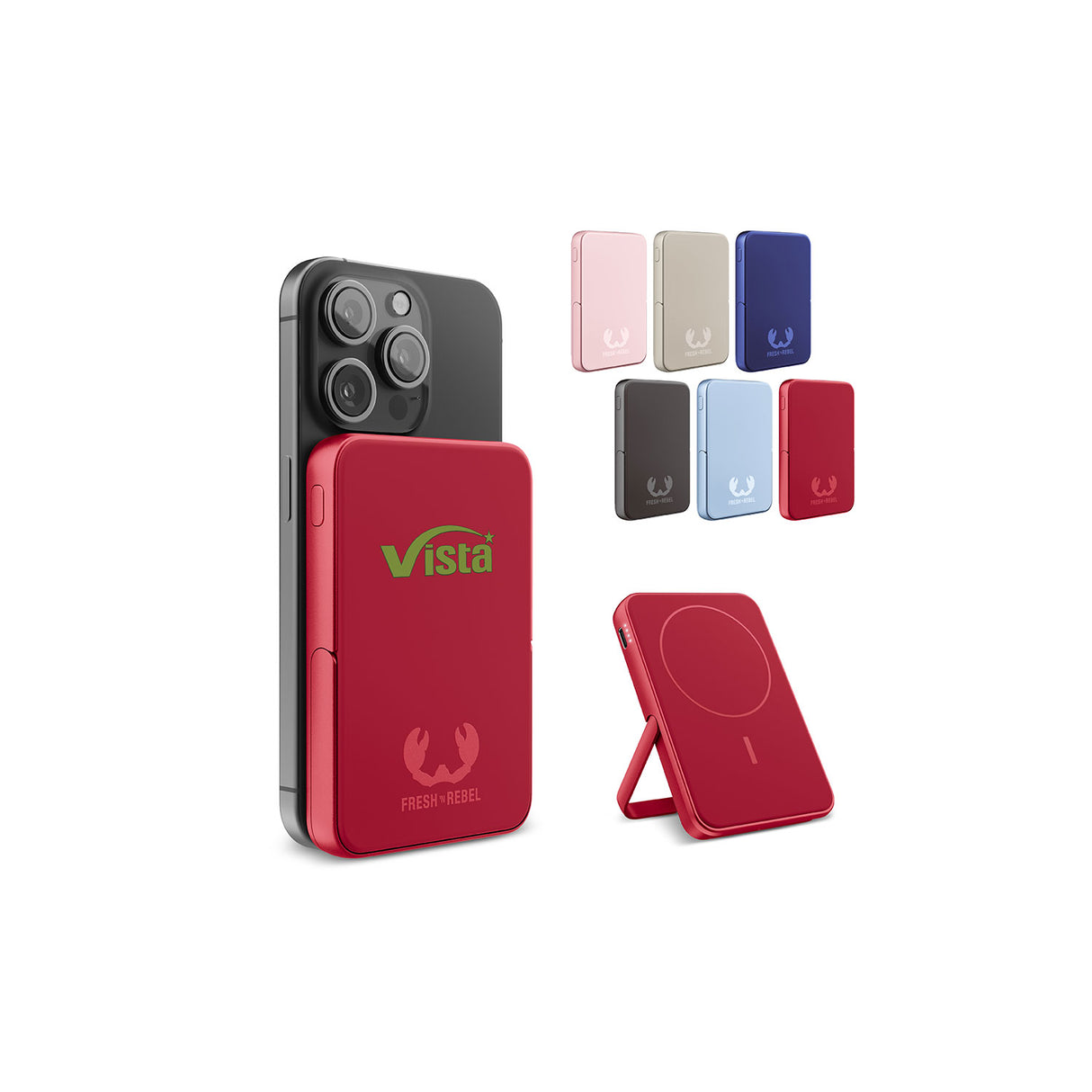 fresh n rebel magneettinen varavirtalähde 5000 mah omalla logolla