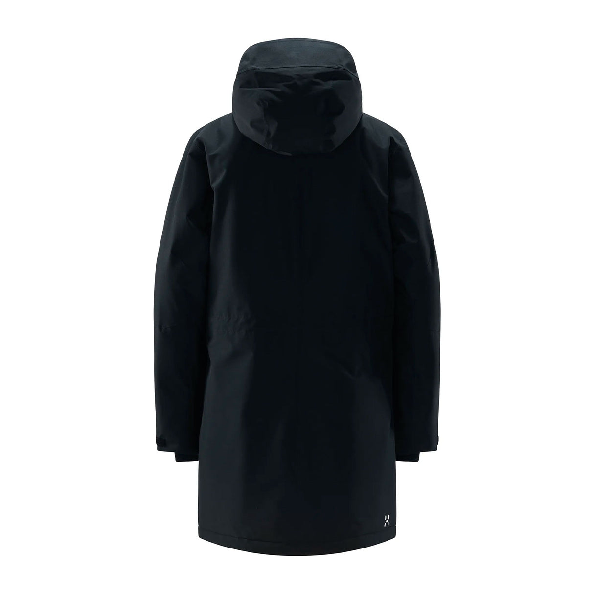 naisten mustan haglöfs parkatakin selkäpuoli