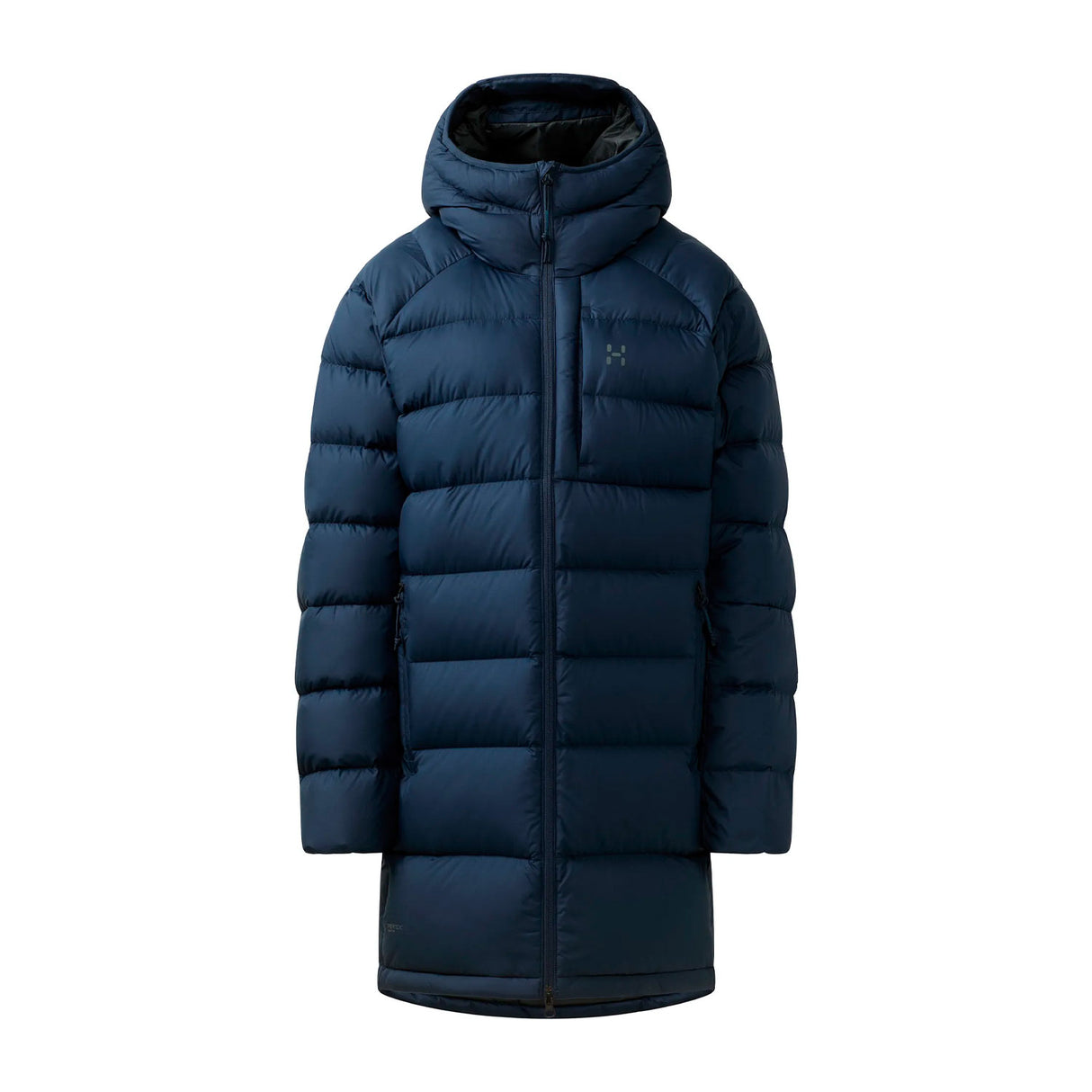 haglöfs naisten pitkä untuvatakki, tummansininen