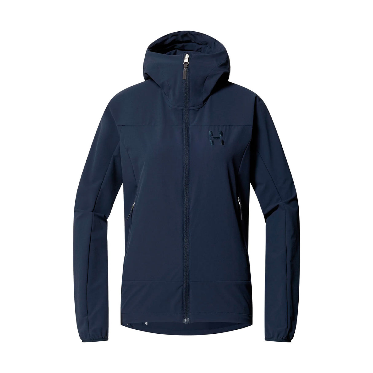 haglöfs naisten softshell takki hupulla, navy, tummansininen