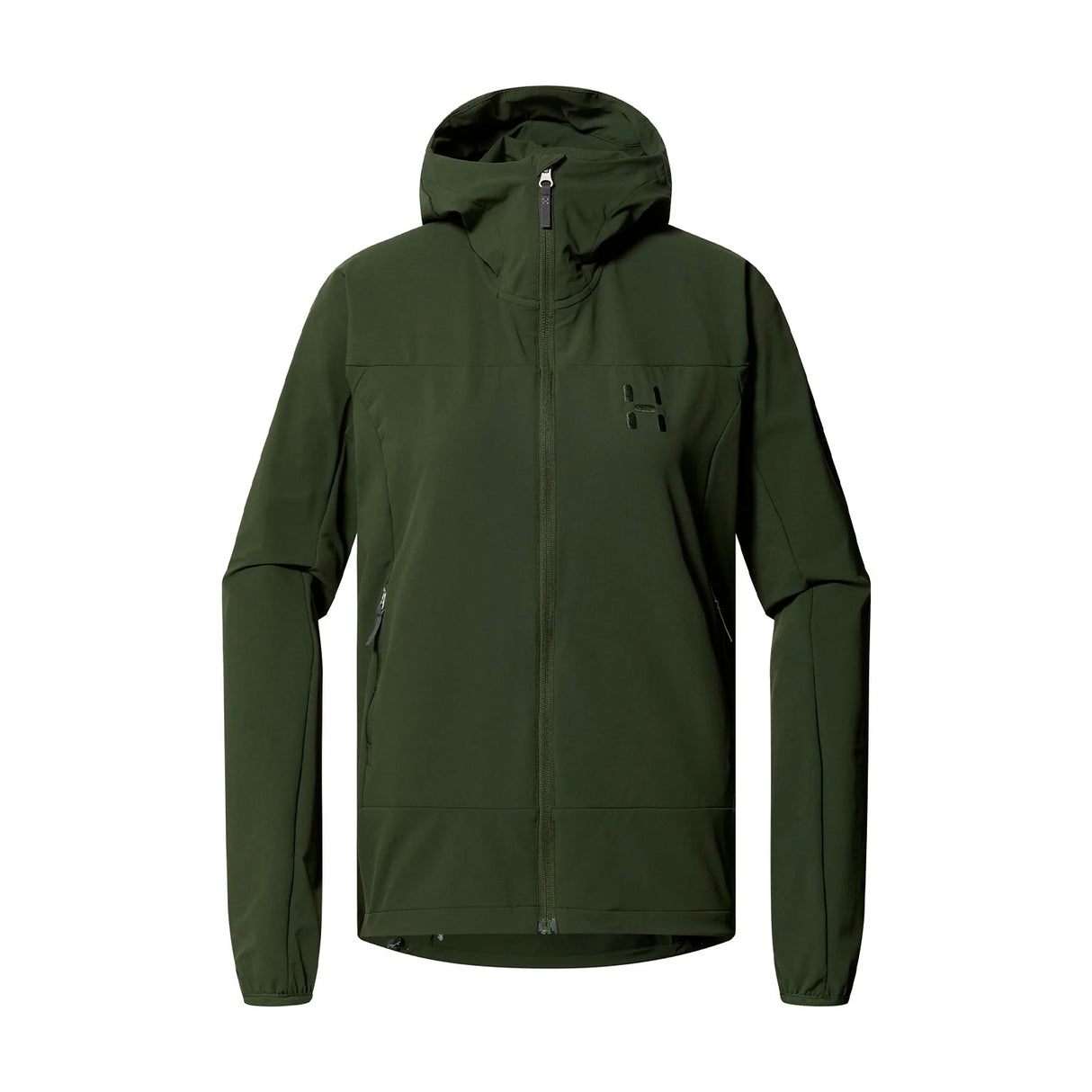 haglöfs naisten softshell takki hupulla, seaweed green