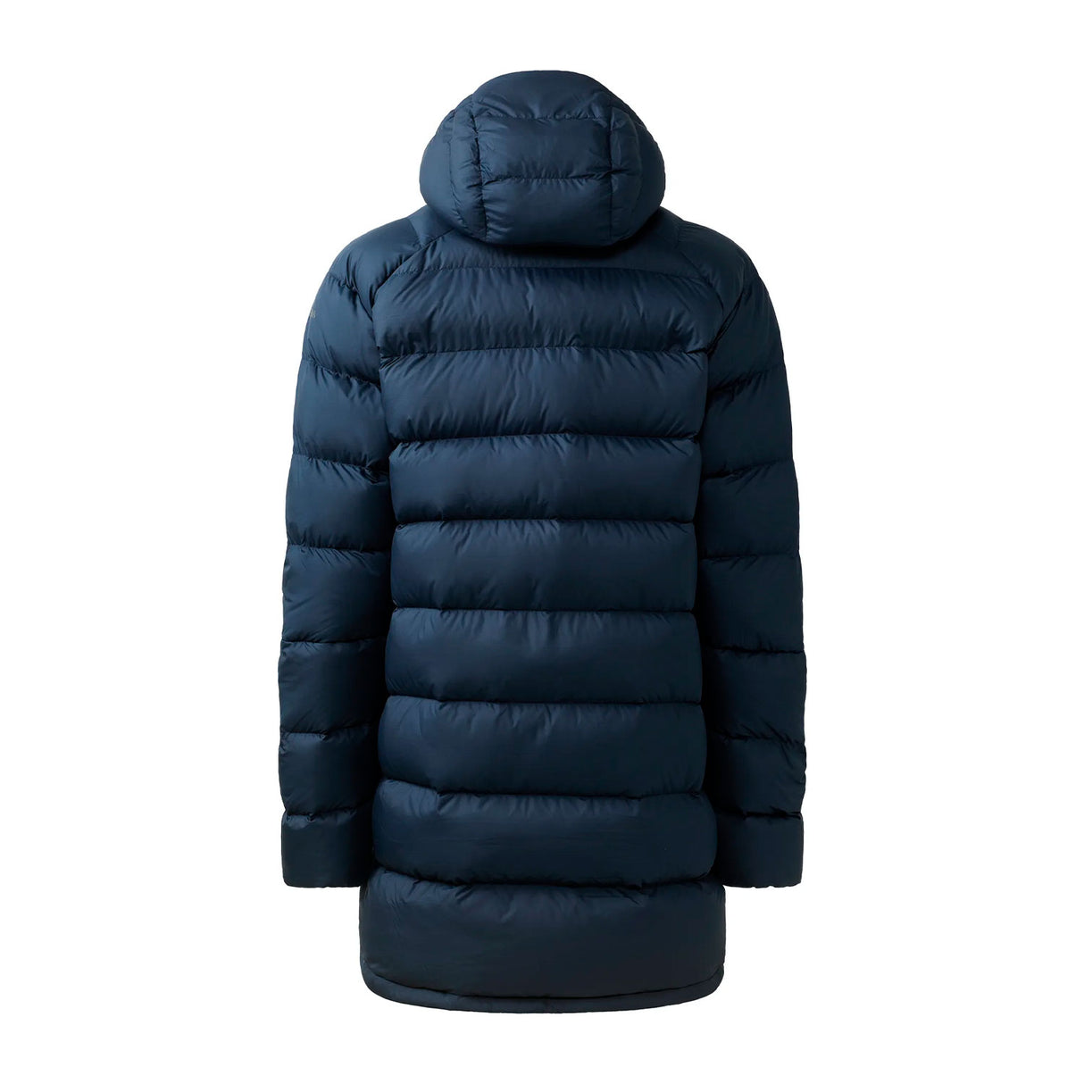 haglöfs pitkä untuvatakki, tummansininen, selkä