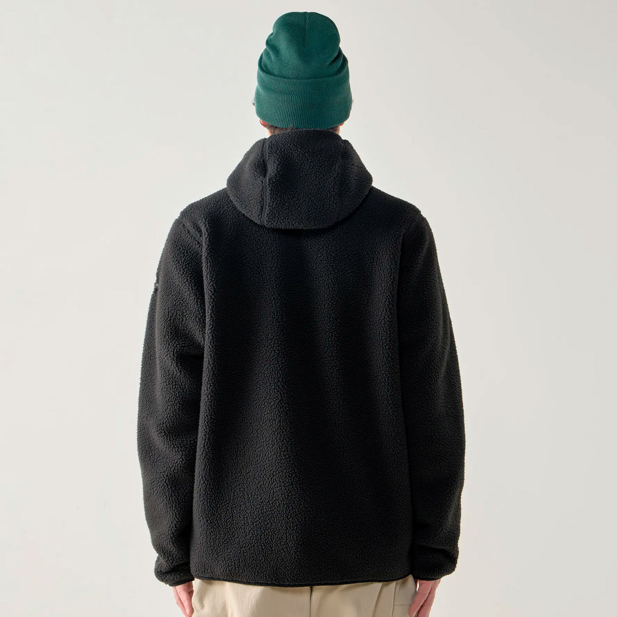 Haglöfs pörröinen fleecetakki hupulla, musta, selkä