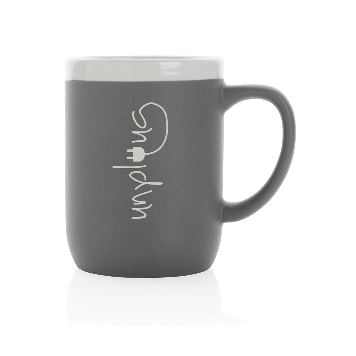 harmaa kahvimuki painatuksella, 300 ml