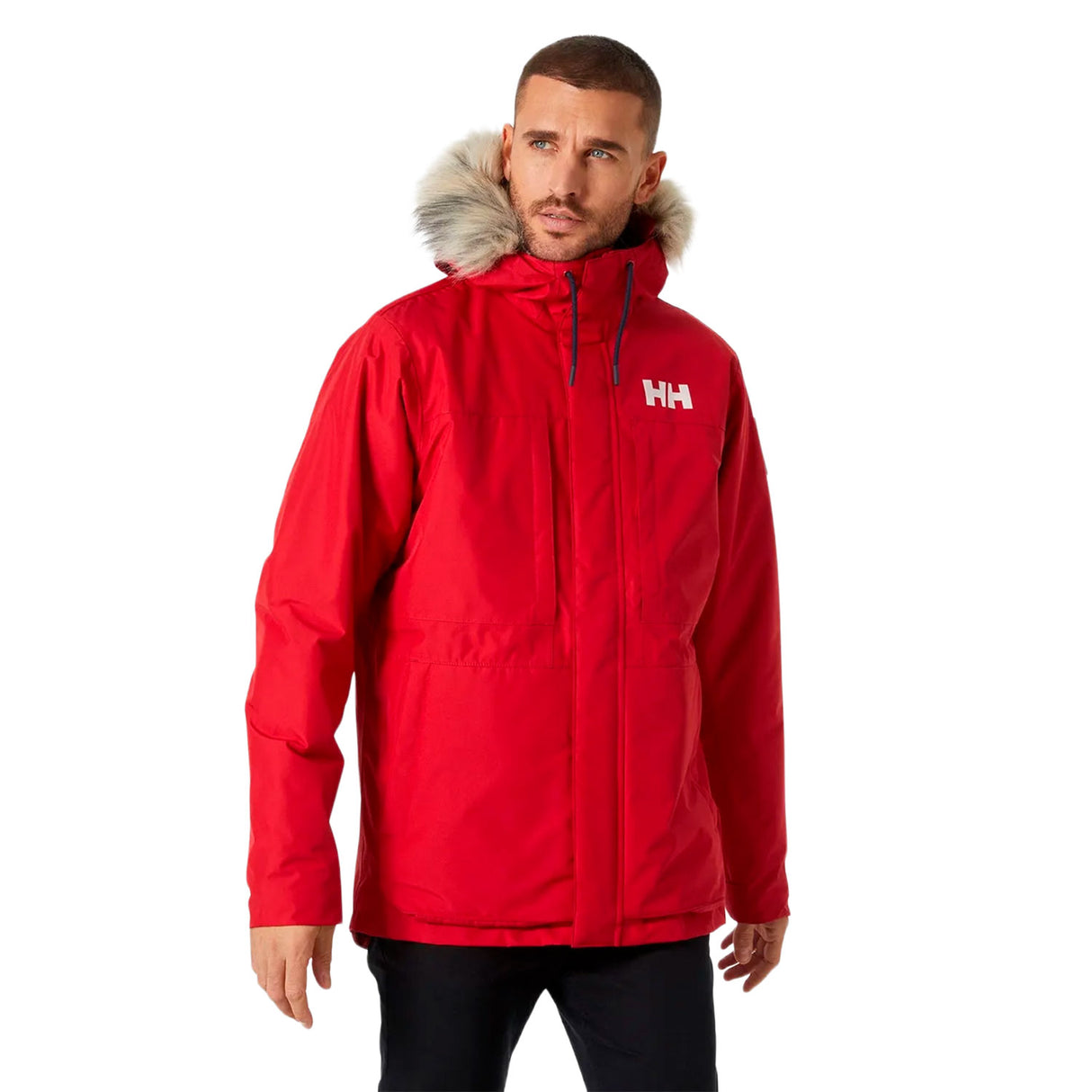 helly hansen punainen parkatakki omalla logolla