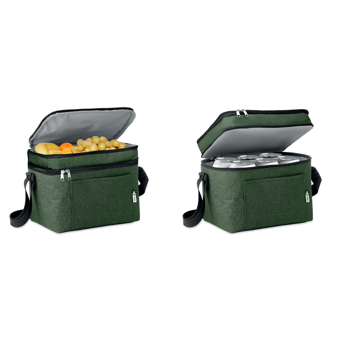 kaksiosainen kylmälaukku, tummanvihreä meleerattu