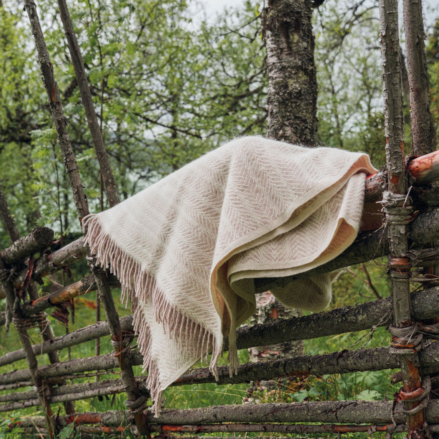 Klippan Skänor torkkupeitto, beige, lampaanvilla