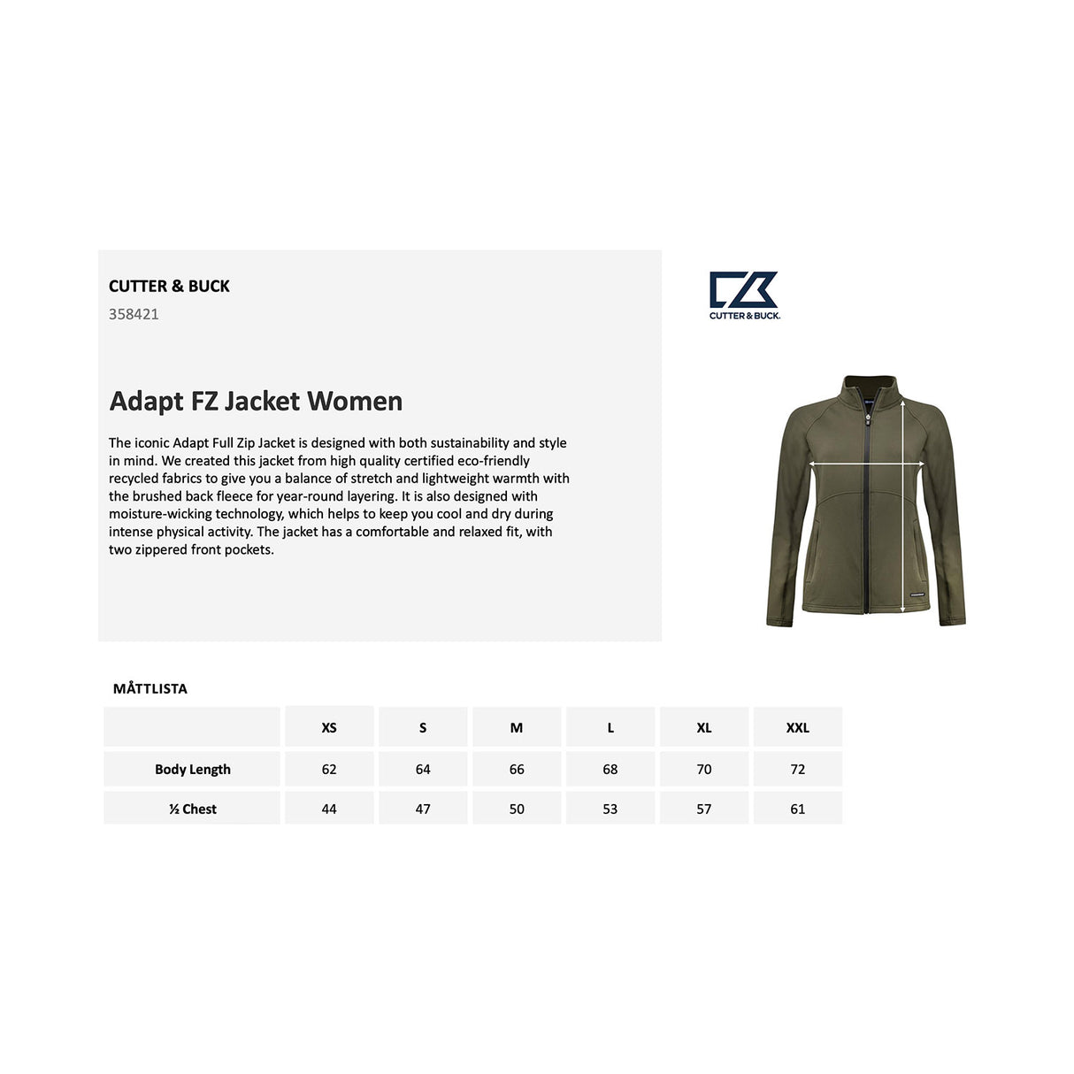 kokotaulukko Adapt FZ Jacket Ladies