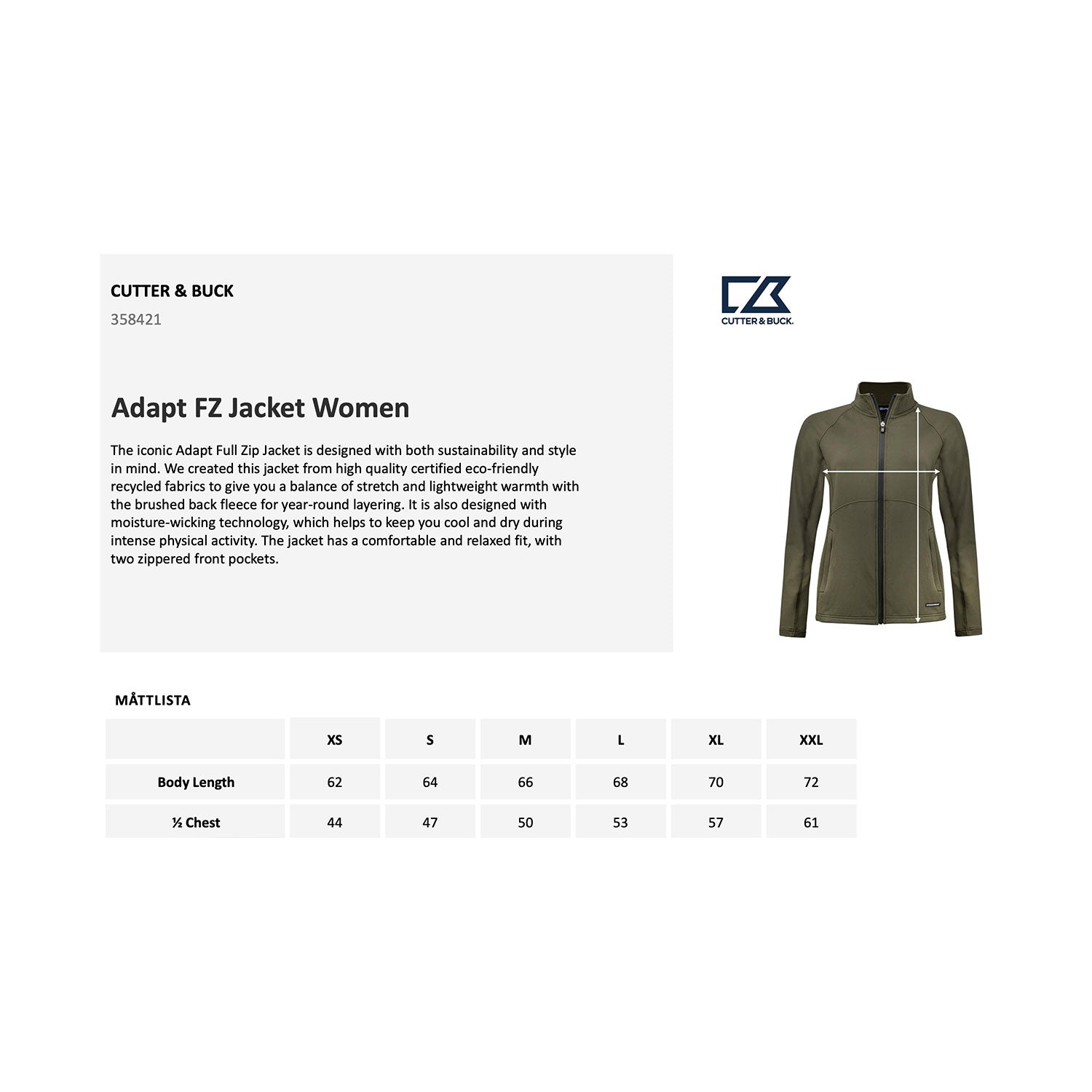 kokotaulukko Adapt FZ Jacket Ladies