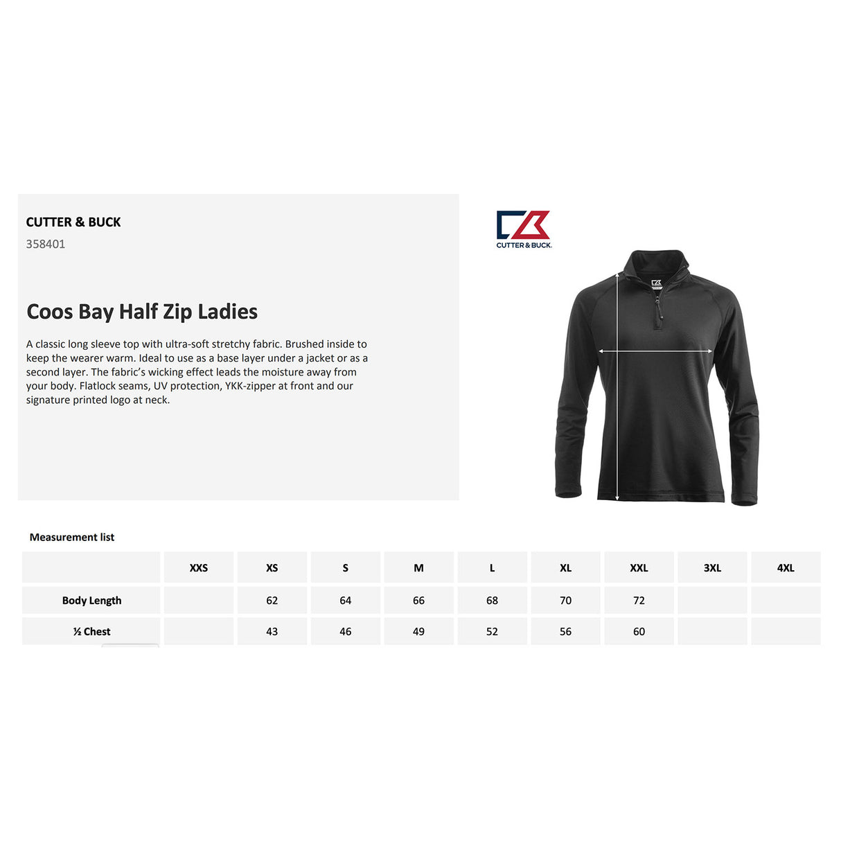 kokotaulukko Coos Bay Half Zip Ladies