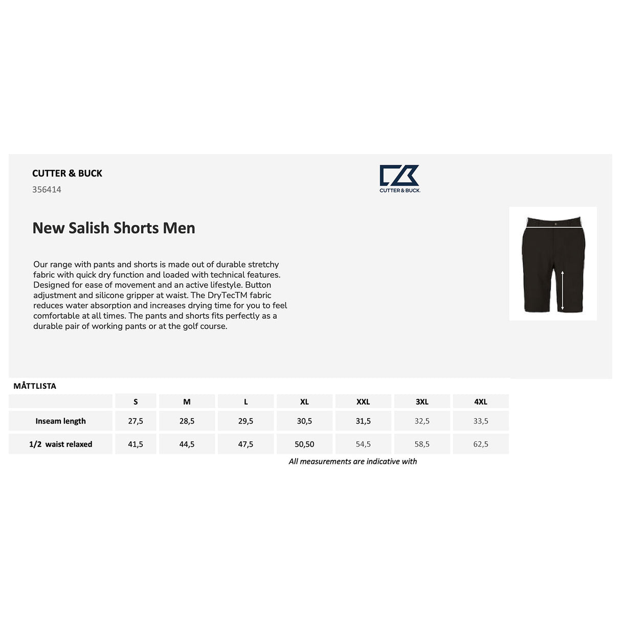kokotaulukko New Salish Shorts