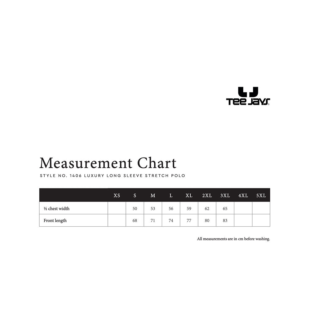 kokotaulukko Tee Jays Luxury Stretch pitkähihainen pikeepaita