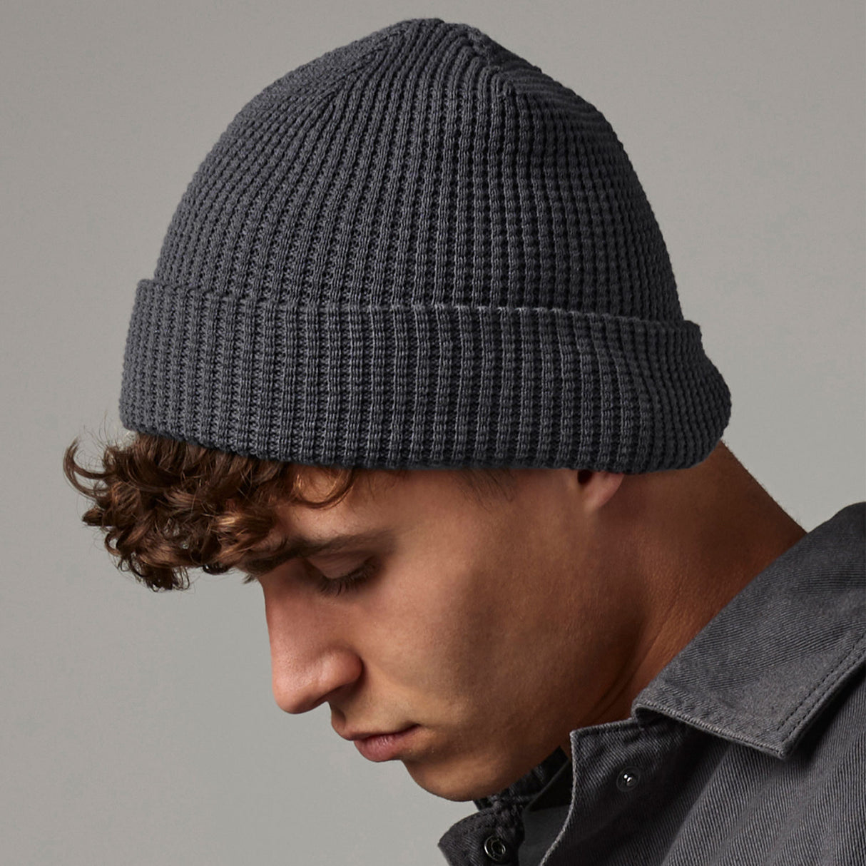 luomupuuvilla pipo, tummanharmaa, vohveli neulos