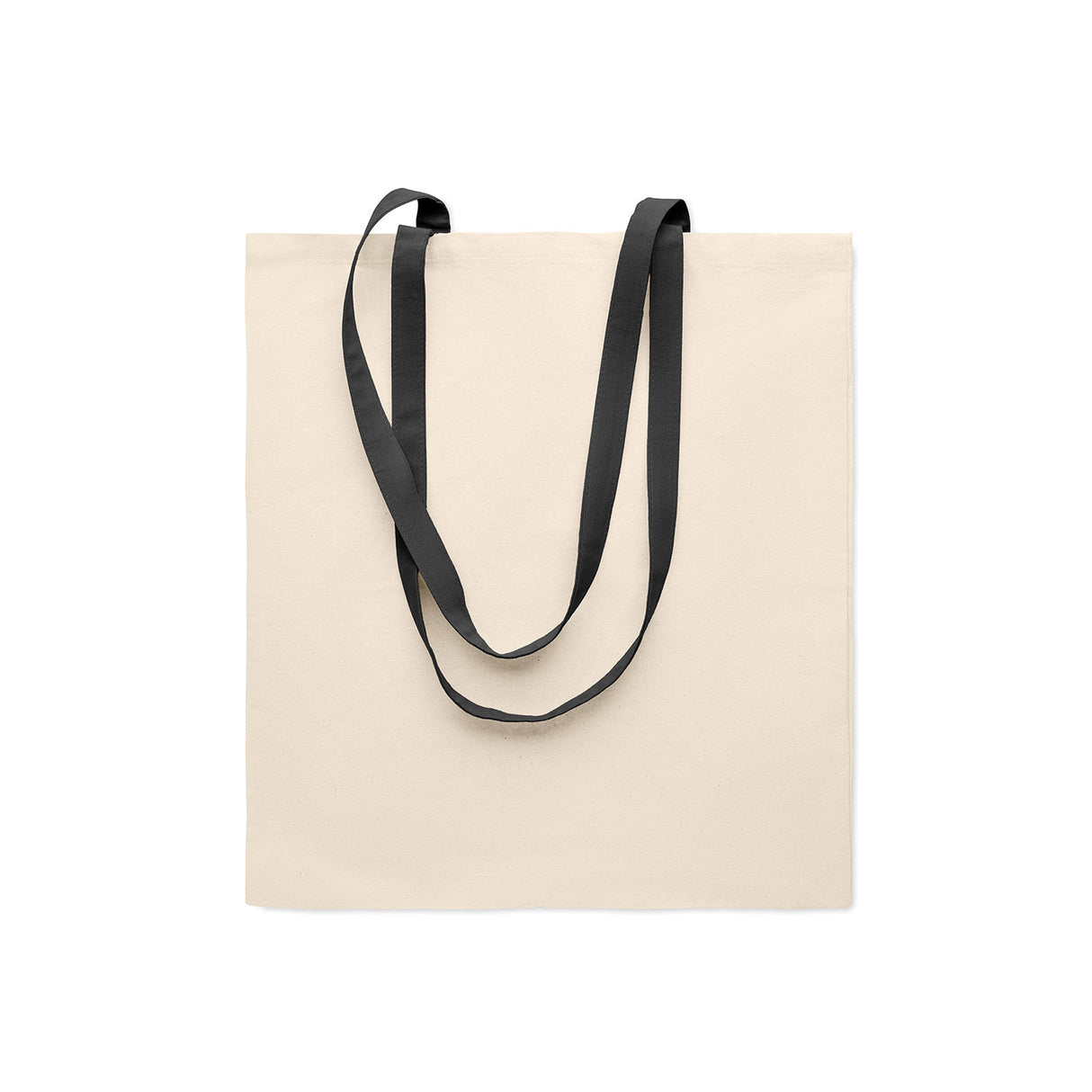 luonnonvalkoinen kangaskassi, mustat kantohihnat