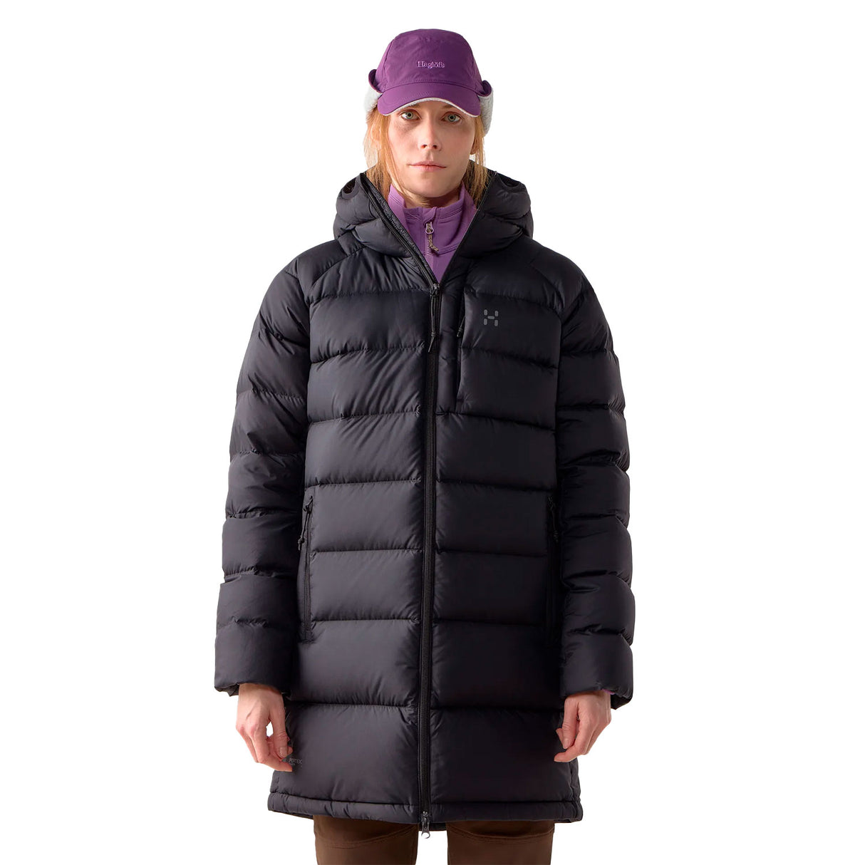 musta haglöfs naisten pitkä untuvatakki