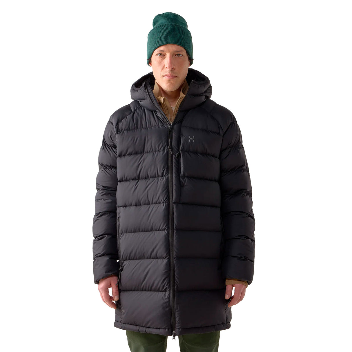 musta Haglöfs pitkä untuvatakki miesten