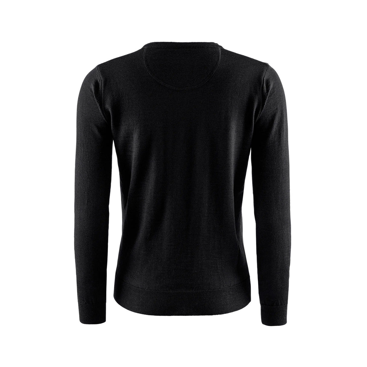 Berkeley Wilton Merino V-neck naisten merinovillaneule, musta, selkä