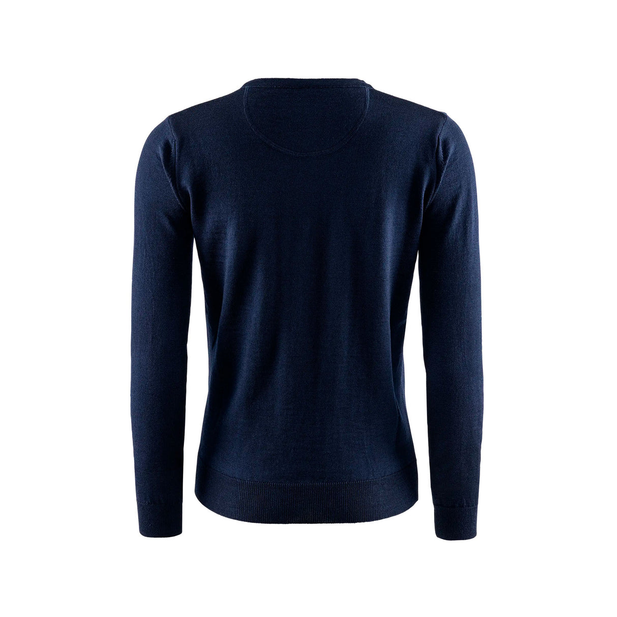 Berkeley Wilton Merino V-neck naisten merinovillaneule, navy, selkä