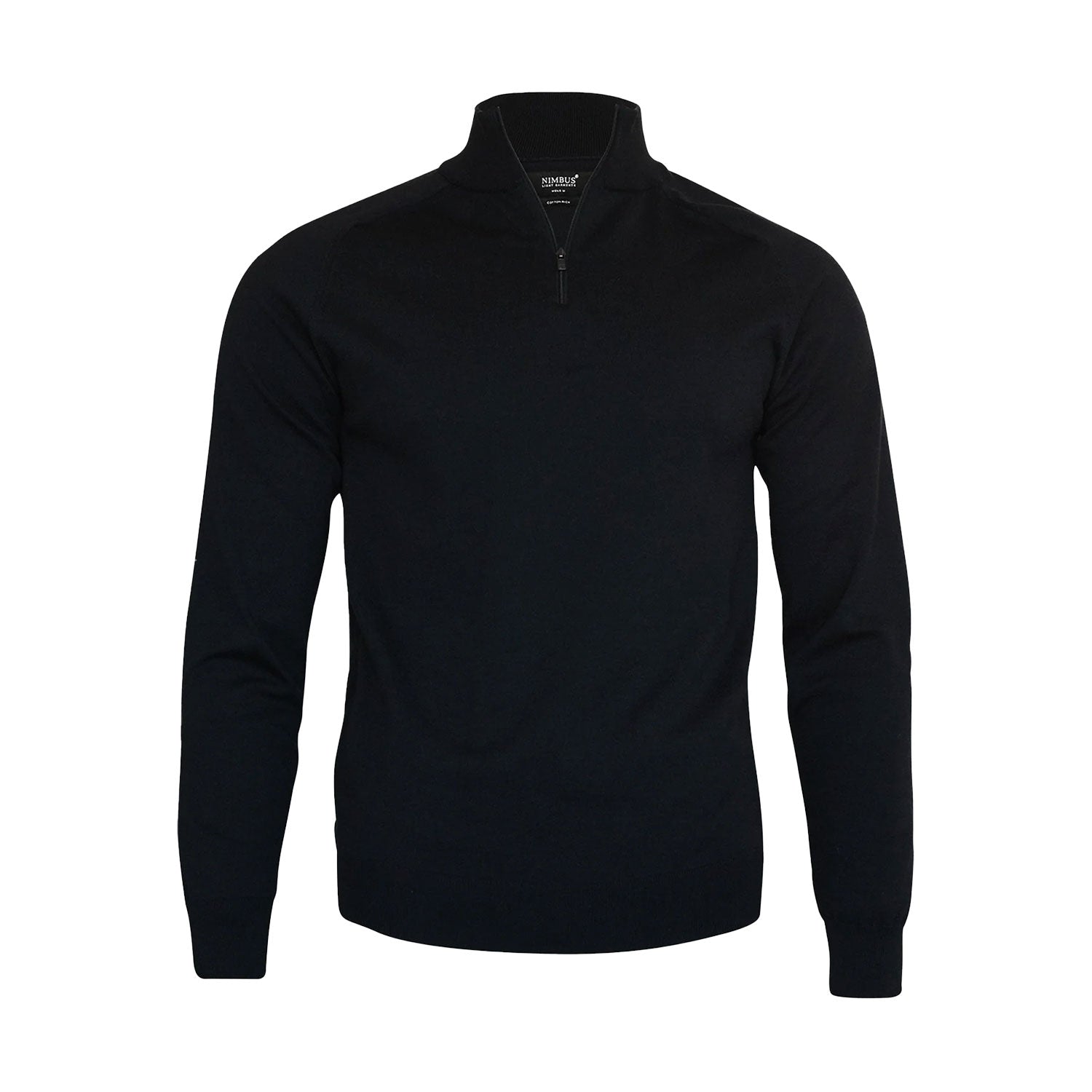 nimbus Brighton 1/4-Zip puuvillaneule vetoketjulla, musta