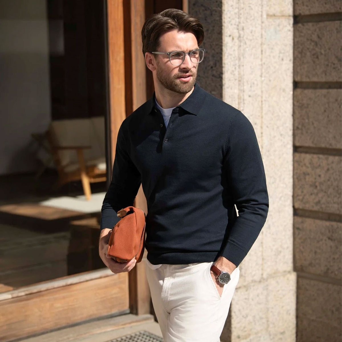 Nimbus Brighton Long Sleeve Polo Men, miesten neule poolo