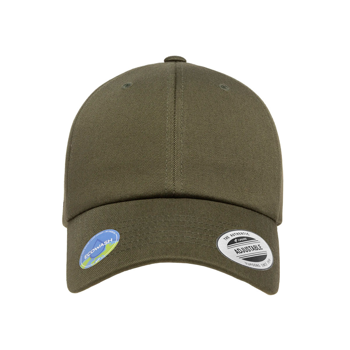 oliivin vihreä YP Classics Ecowash Dad cap lippis, etupaneeli