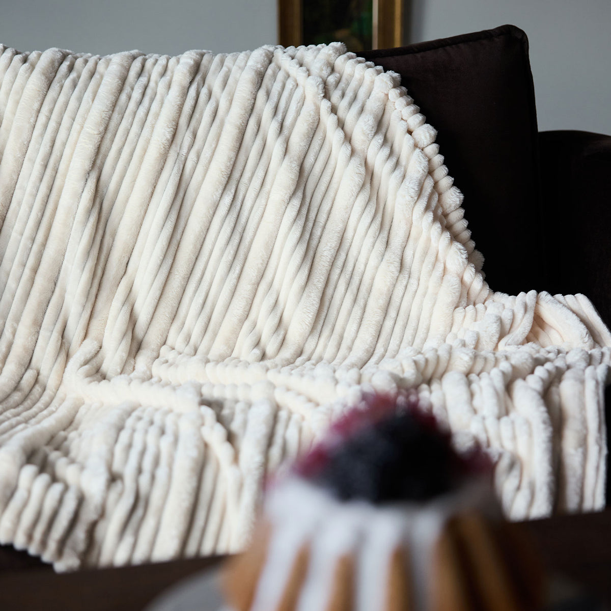 sagaform Estella fleece torkkupeitto, valkoinen