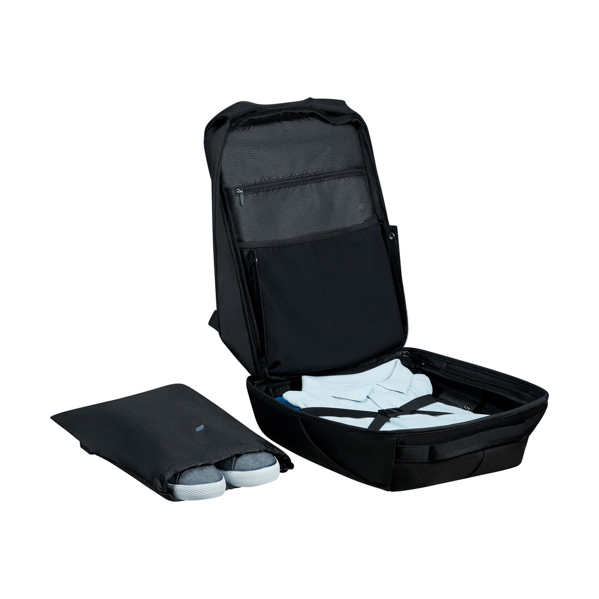 Samsonite Securipak 2.0 reppu 17.3", musta, reppu avattuna