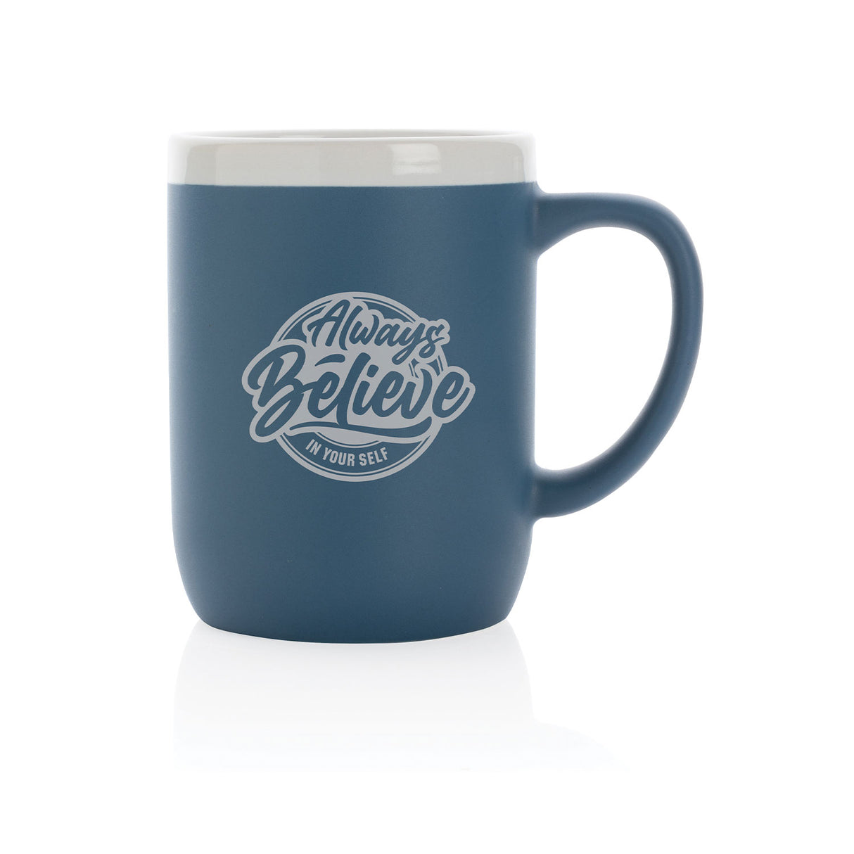 sininen kahvimuki painatuksella, 300 ml