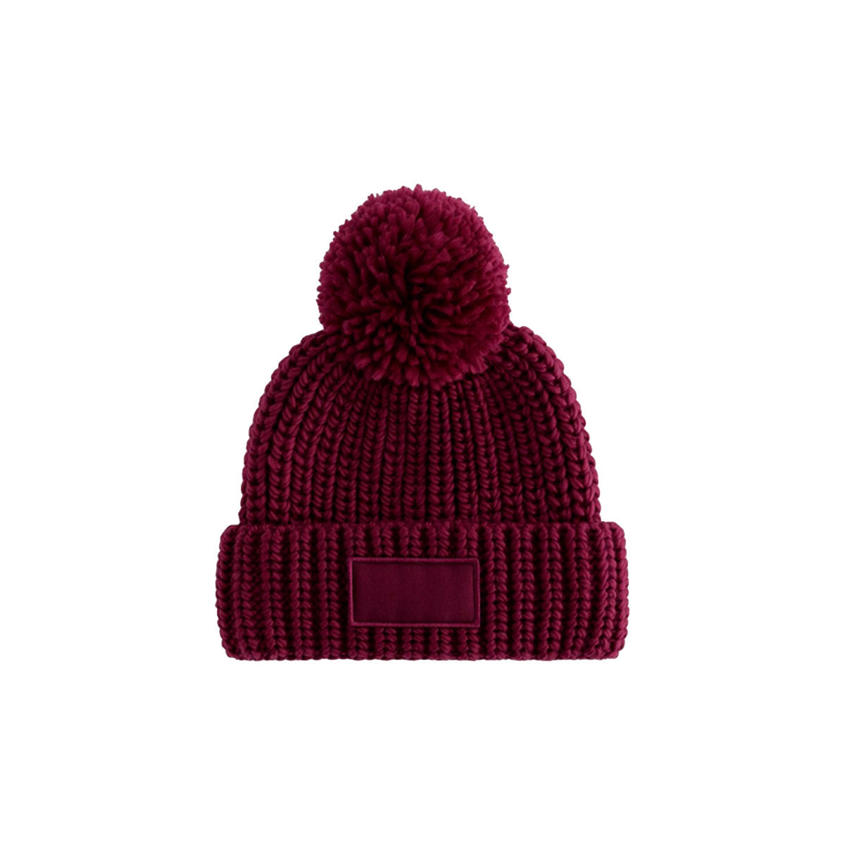 toasty patch beanie, burgundy tummanpunainen