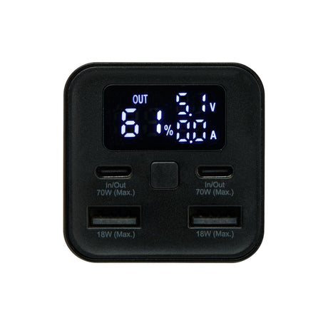 varavirtalähde 20000mah 70w input output, USB-C 70w, USB-A 18w, digitaalinen näyttö