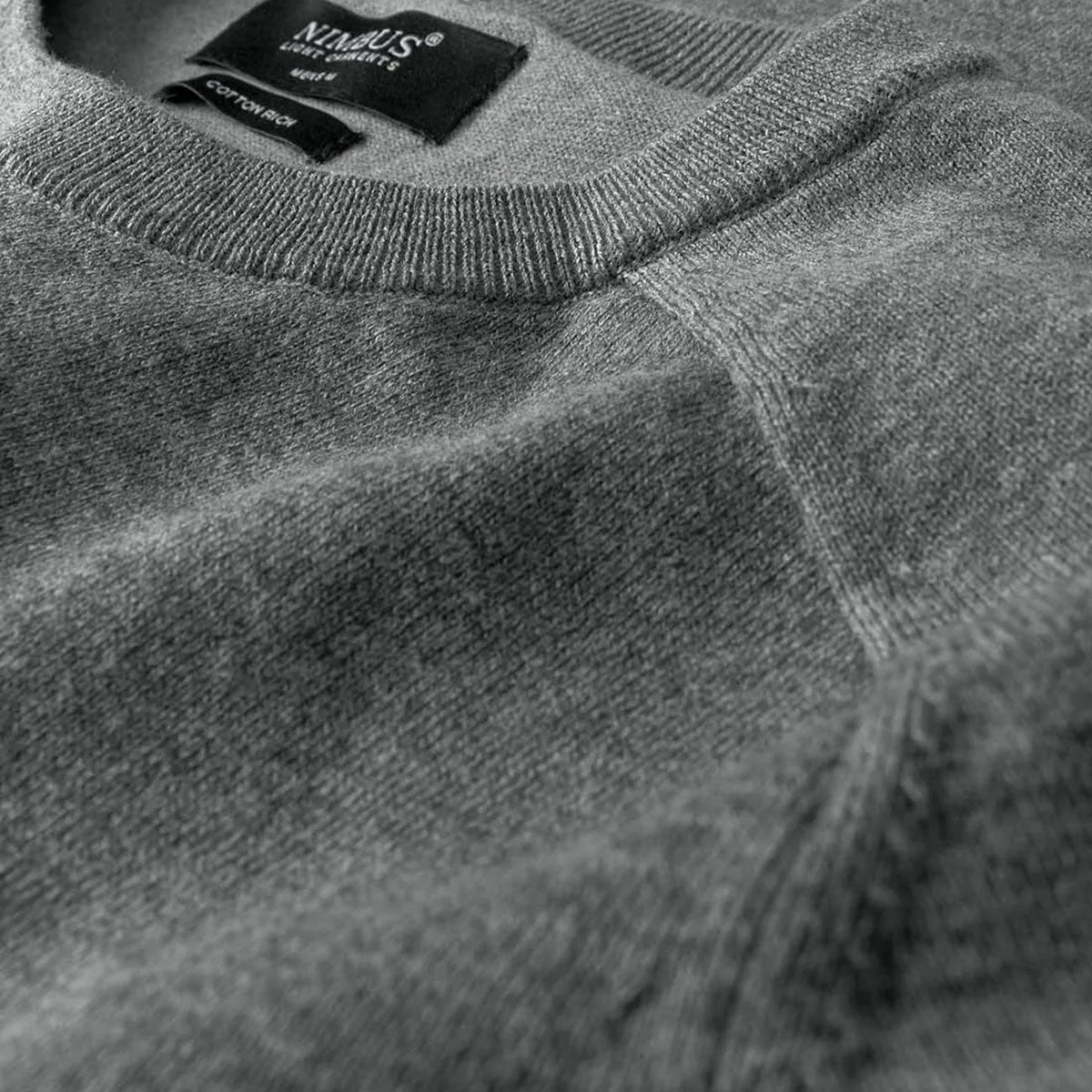 Nimbus Brighton O-Neck puuvillaneule, meleerattu harmaa