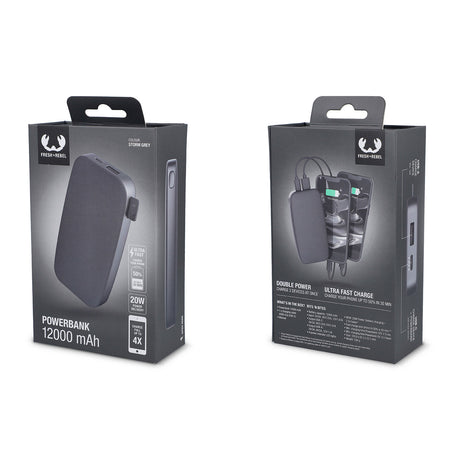 Fresh 'n Rebel Powerbank 12000mAh USB-C 20W, storm grey tummanharmaa
