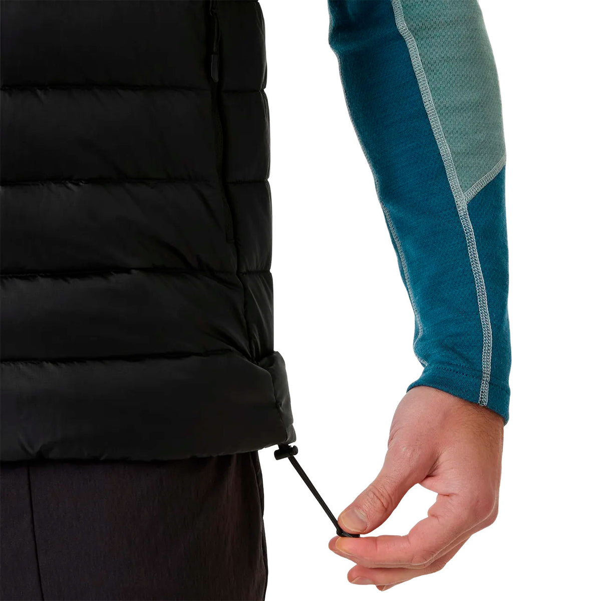 HH Verglas Down Vest 2.0, musta, säädettävä helma
