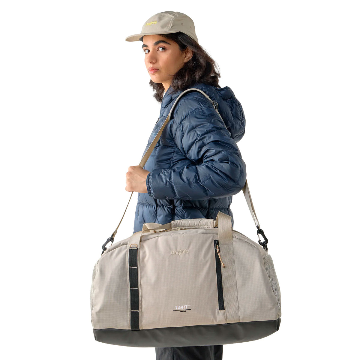 Tight duffle 50, chalk beige, duffelilaukku, olkahihna