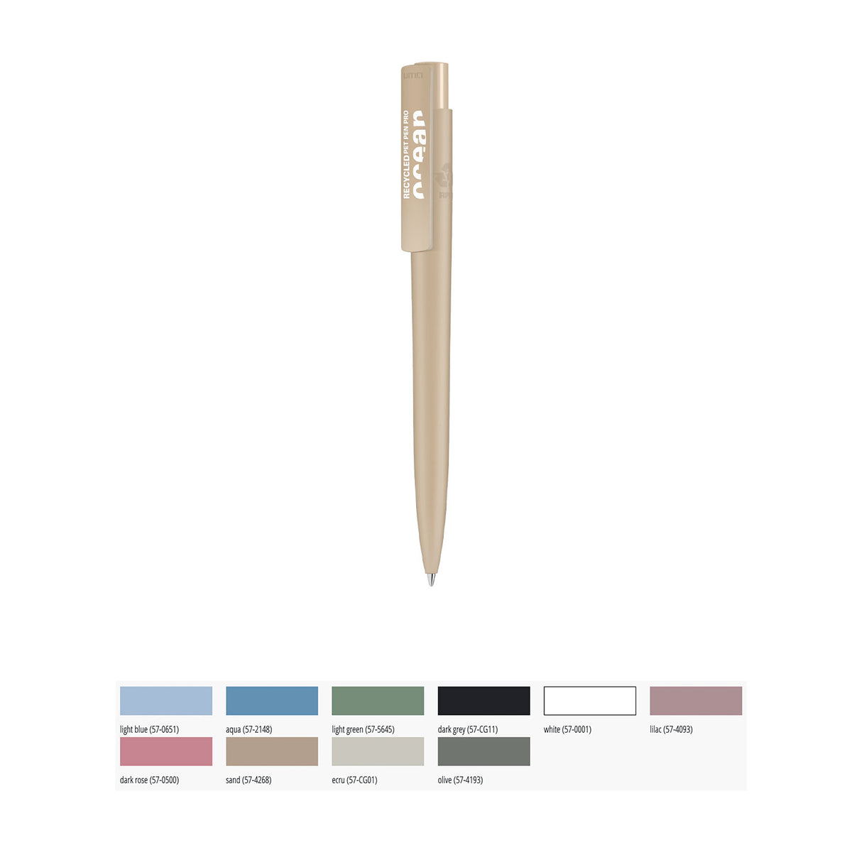 Uma Kierrätetty PET PRO F ocean kynä painatuksella. Kynän värivaihtoehdot.