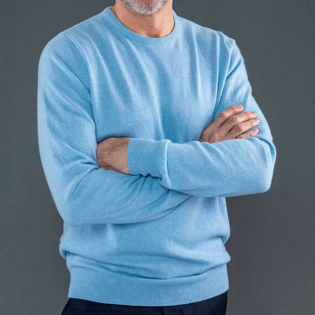Berkeley Sutton Cashmere Crew neck vaaleansininen kashmirneule, miesten