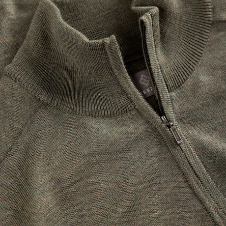 berkeley Wilton Merino Halfzip miesten meleerattu vihreä neulepusero merinovillasta half zip kaula-aukolla, korkea kaulus