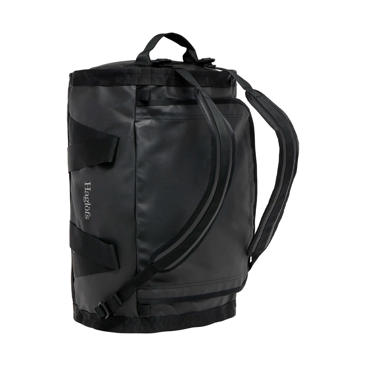 haglöfs lava 50l musta duffelilaukku, reppuhihnat