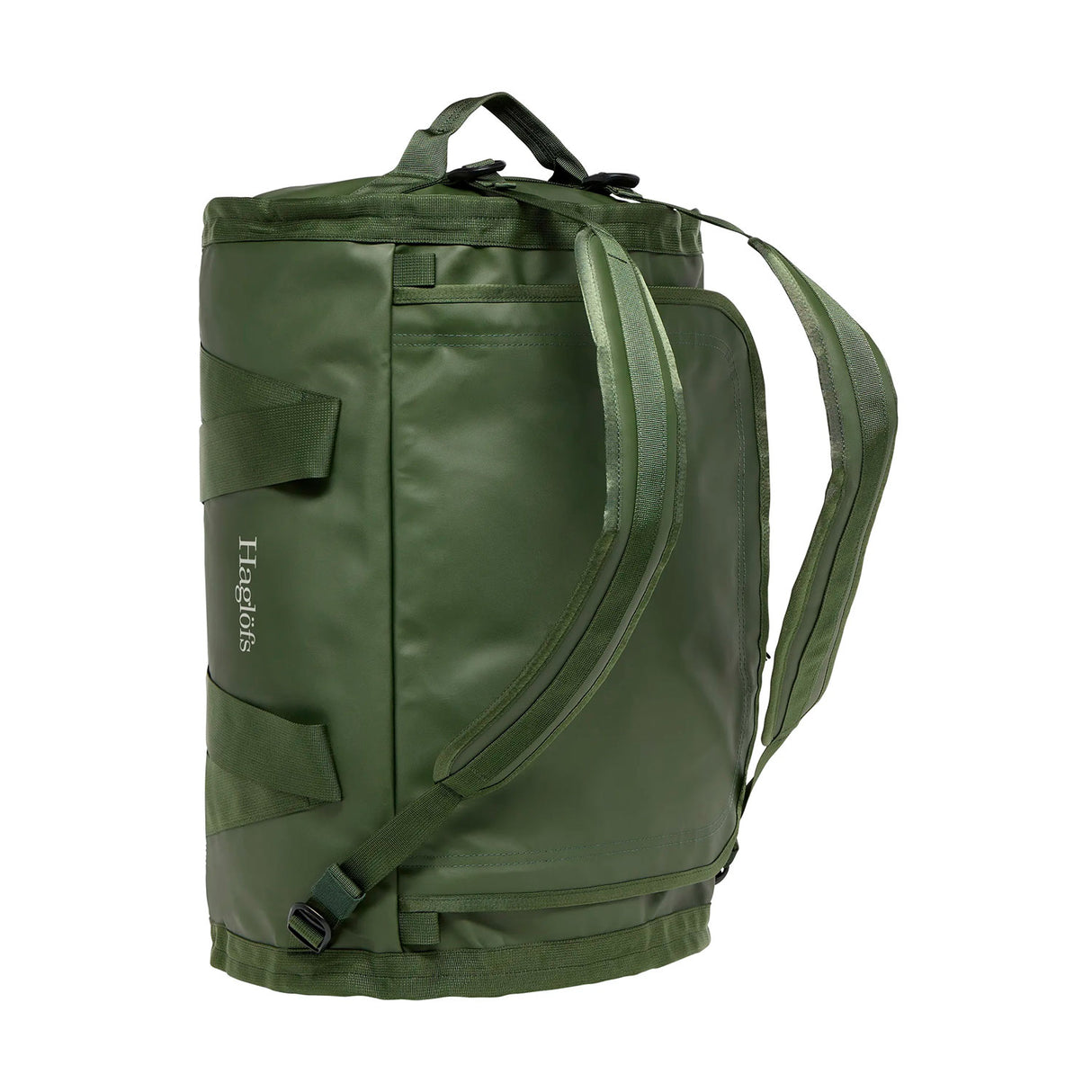 haglöfs lava 50l vihreä duffelilaukku reppuhihnoilla