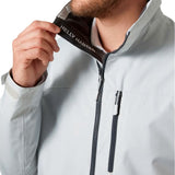 hh crew midlayer jacket 2.0, harmaa, vetoketjullinen rintatasku ja kaulus fleece-vuorauksella