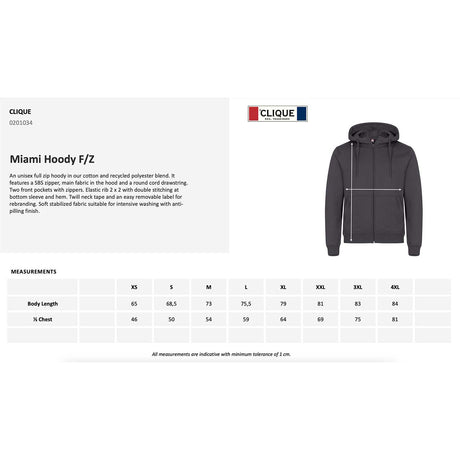 kokotaulukko clique Miami Hoody Full Zip