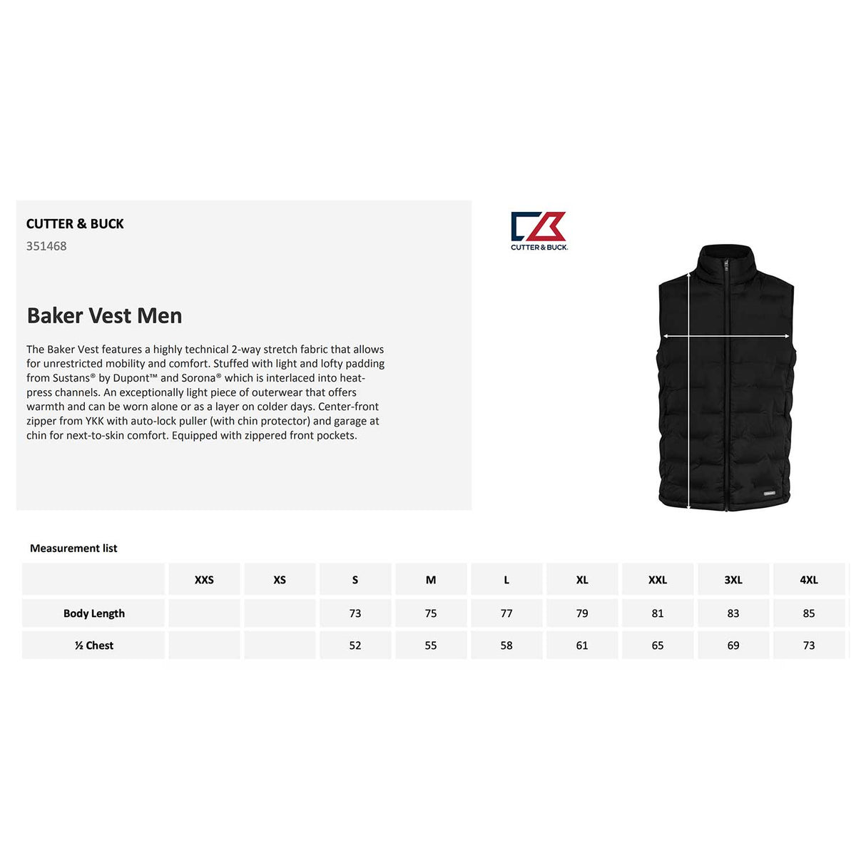 kokotaulukko cutter buck Baker Vest, miesten