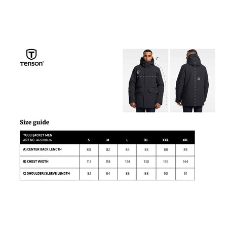 kokotaulukko Tenson Tuuli Jacket Miesten