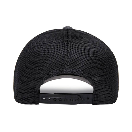 meleerattu tummanharmaa-musta 110 mesh cap 2-tone trucker lippis, takaosa