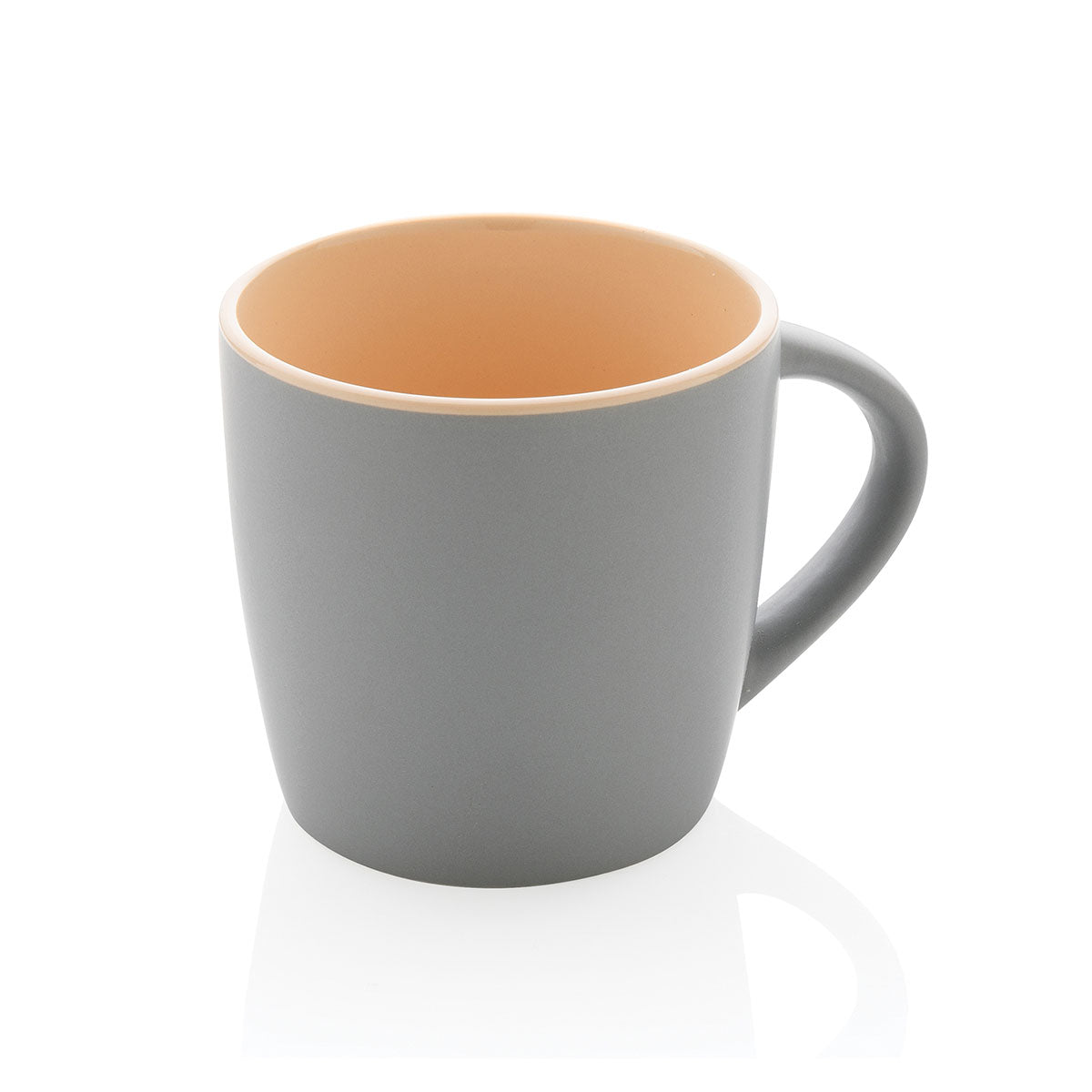 kaksivärinen muki 300 ml, harmaa ulkopinta ja pantone 482C sisäpuoli