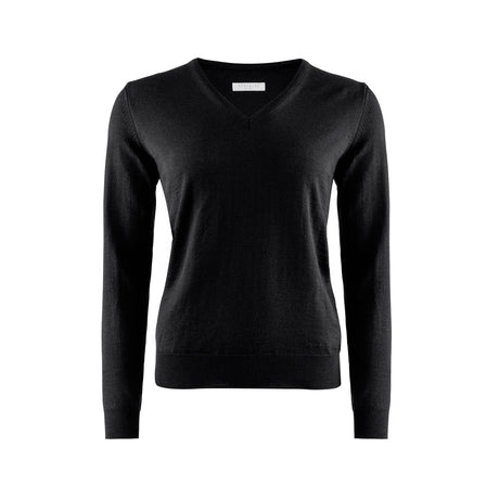 Berkeley Wilton Merino V-neck naisten merinovillaneule, musta