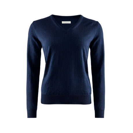 Berkeley Wilton Merino V-neck naisten merinovillaneule, navy