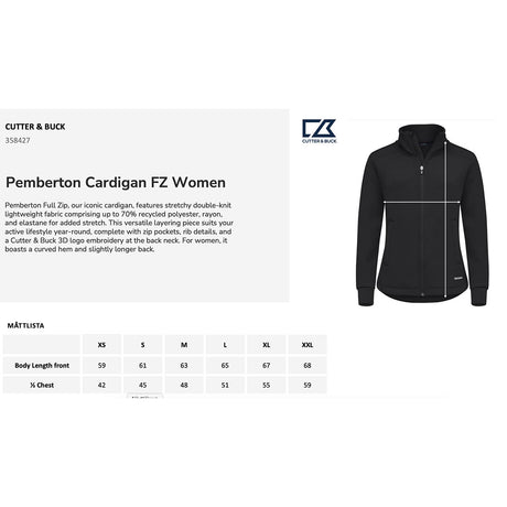 naisten kokotauluko Cutter & Buck Pemberton Cardigan Full Zip Women