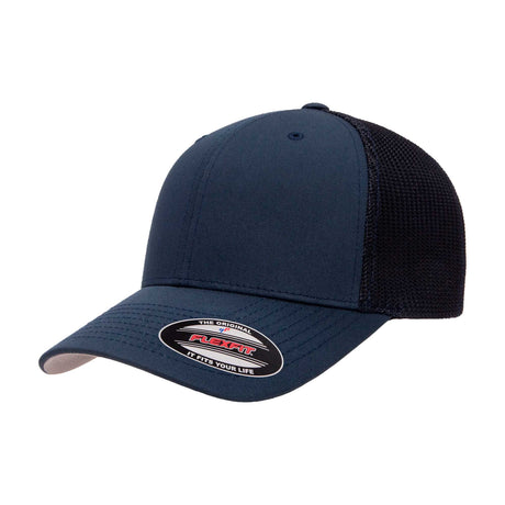 navy tummansininen flexfit trucker lippis