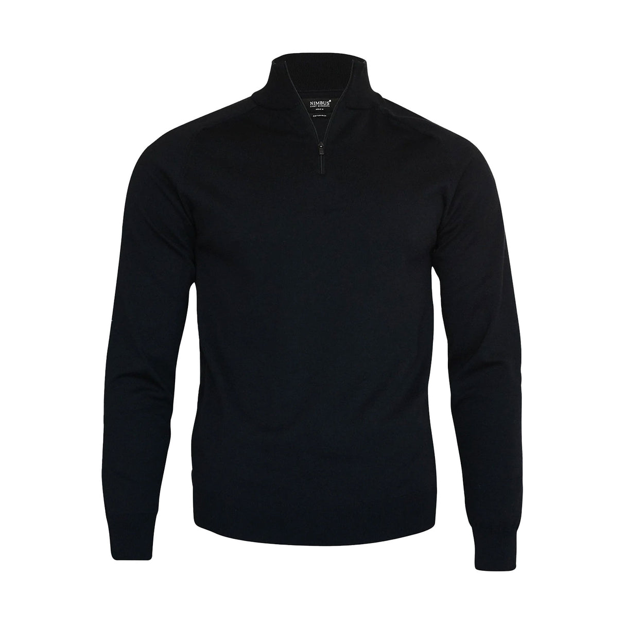 nimbus Brighton 1/4-Zip puuvillaneule vetoketjulla, musta
